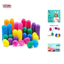 Fillable Easter Eggs 50-Pack with Hinge Bulk Colorful Bright Plastic Easter E...