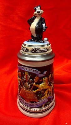 Vintage 80's Hamm's Lidded Beer Stein made in W Germany by Gerz  Handerbeit