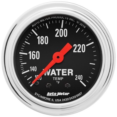 AutoMeter 2433 GAUGE, WATER TEMP, 2 1/16'', 120-240?F, MECHANICAL, 12FT., TRADIT