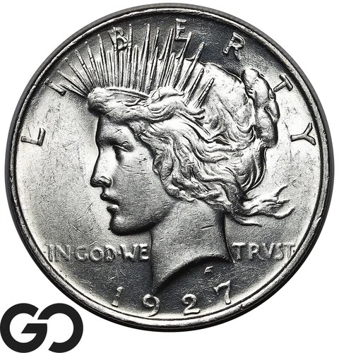 1927-D Peace Dollar, Nice Cartwheel Luster, Brilliant Uncirculated Tougher Date