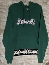 Suéter De Colección Para Hombres Le Tigre Verde Negro Tejido Con Capucha Grande Blanco Tigre