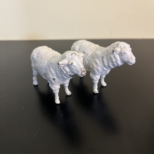 Vtg 2 Cast Iron Metal Chippy Sheep Rare Rustic Farmhouse Made In Germany 3.5”