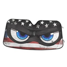 Car Windshield Sunshade Foldable American Flag and 53 L 23.5 W inch US-Eyes