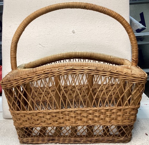 Portariviste vintage in legno curvato porta dischi bambù manici boho 19” MCM - Foto 7 di 20