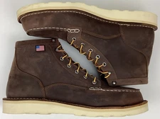 Danner Bull Run Men's 6" Leather Moc Steel Safety Toe Work Boots Brown Size 14 D