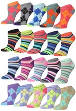 Tipi Toe Women's Girls 20 Pairs Novelty Colorful Patterned Ankle Socks