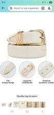 JASGOOD Women Leather Belt with Gold Buckle Ladies Fashion Faux Leather Belt