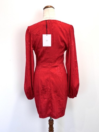 NEW Hello Molly Womens Dress S 8 Red Floral Shimmer Sexy Cocktail Formal Wedding - Foto 6 di 13