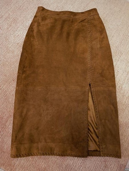 Women AllSaints Skirt Brown Suede 36 / S / 44