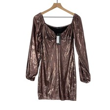 Nasty Gal Rose Gold Metallic Mini Dress Size 8 NWT Night Out Party Cocktail