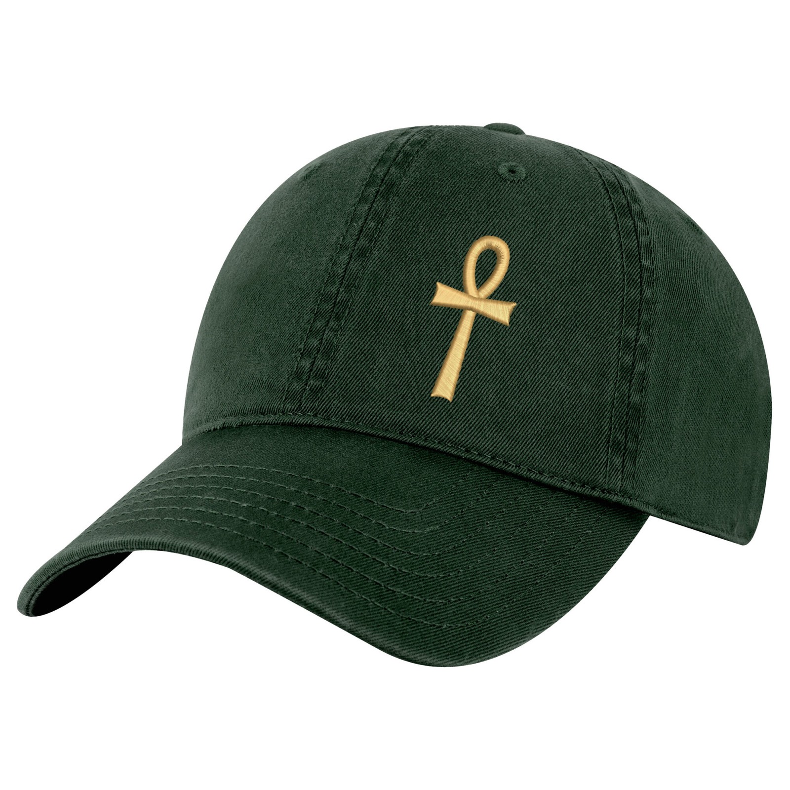 Ankh Baseball Cap – Gold Embroidered Egyptian Cross of Life Cotton Hat
