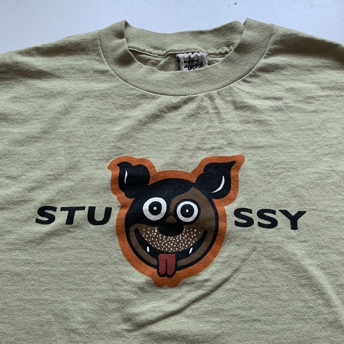Vintage 1990s Stussy Dog Graphic Faded T Shirt Mens Large