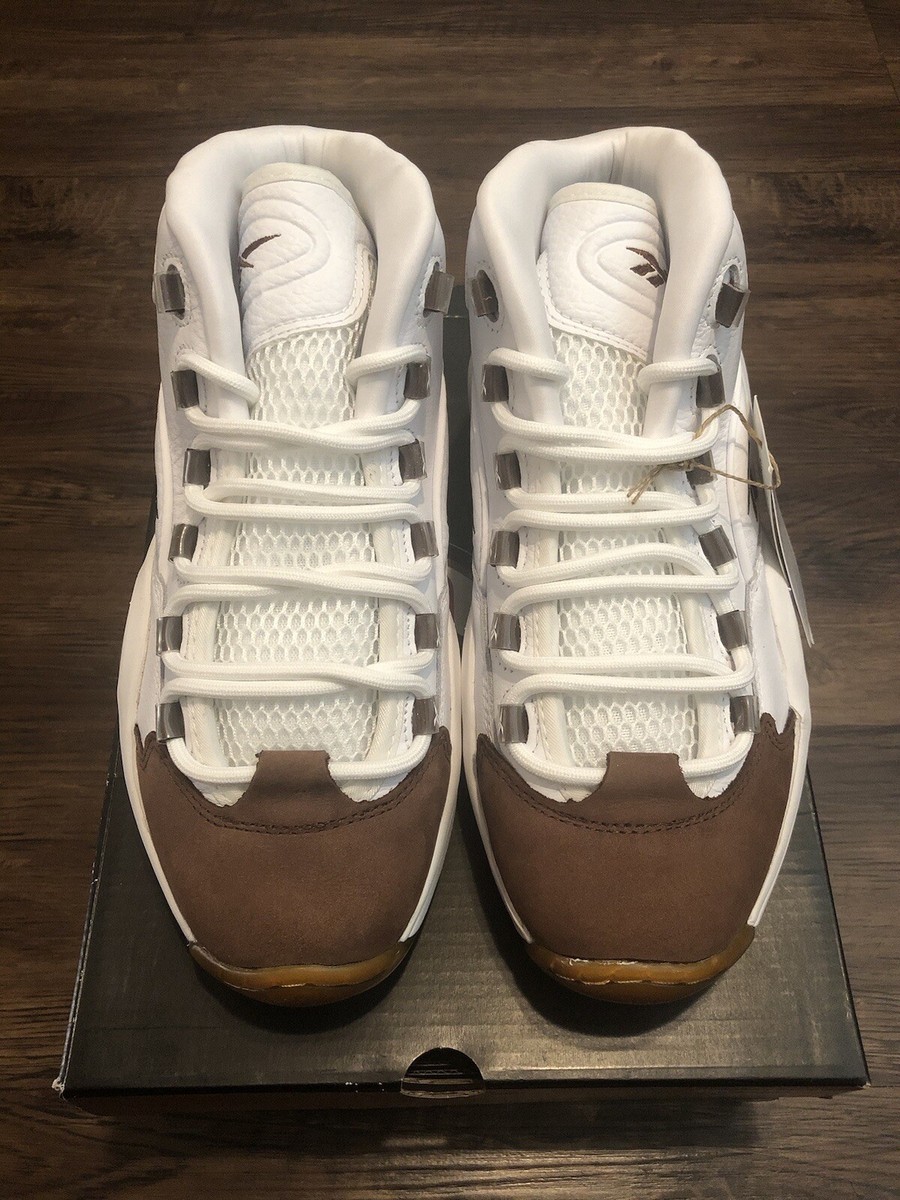 Reebok Question Mid Mocha Toe White Brown Men's Size 7.5 Reebok Question Mid Mocha Toe White Brown Men's Size 7.5