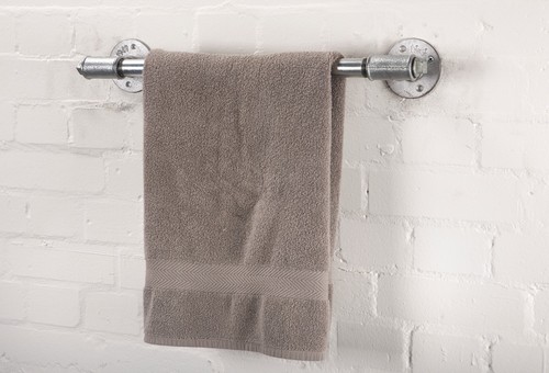 Handtuchhalter Gestellhalter Badzubehör Industrie Metall Silber Stahlrohr - Bild 1 von 2