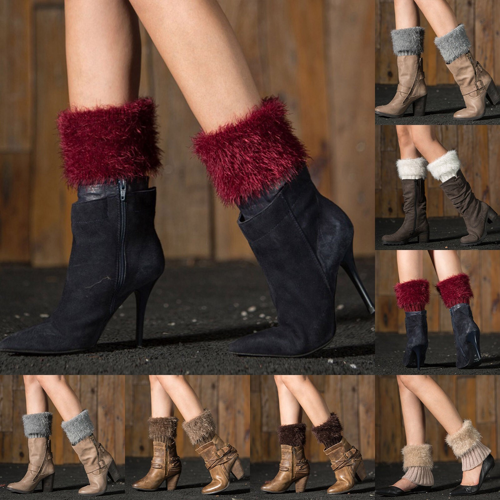 Leg Warmers Knitted Wool Like Boots Woolen Leg Warmers Short Flanges Solid  | eBay