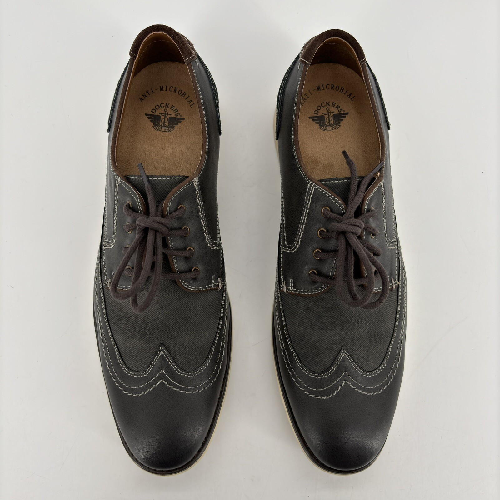 SAOLA Scarpe eleganti Oxford da uomo 10 5 M Dockers Maxwell grigio nero ala Oxford antimicrobico