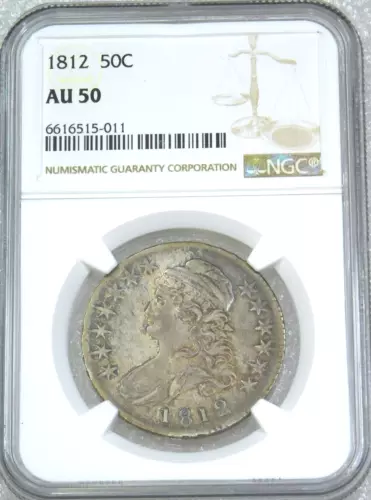 1812 Capped Bust Half Dollar NGC AU50 with Luster Just Graded #A408