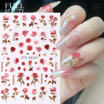 ELFLAND Nail Art * Nagel Sticker Aufkleber * Blumen Blüte Rosen Schrift