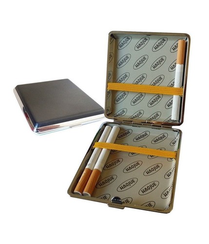 Portasigarette In Metallo Ed Eco Pelle Astuccio Porta Sigarette Elegante