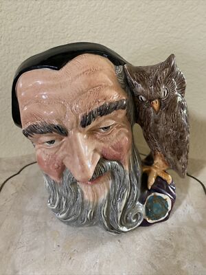 Vintage Royal Doulton Large Toby Merlin Character Mug Jug #D6529 1959 8'' Owl