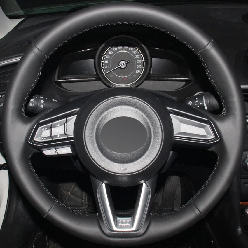 Cubierta de volante de coche de cuero genuino antideslizante para Acura MDX nueva 15" negra Foto 2 de 4