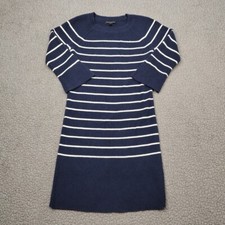 Banana Republic Dress Womens Small Navy Blue Striped A-Line Ribbed