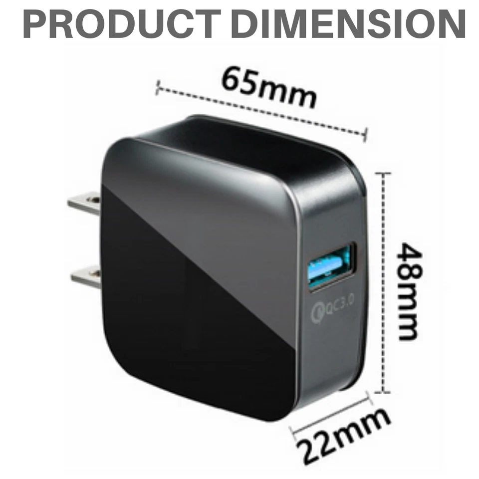 18W Quick USB Wall Charger Adapter QC 3.0 Fast Charge US Plug For iPhone Samsung - Image 3 of 4
