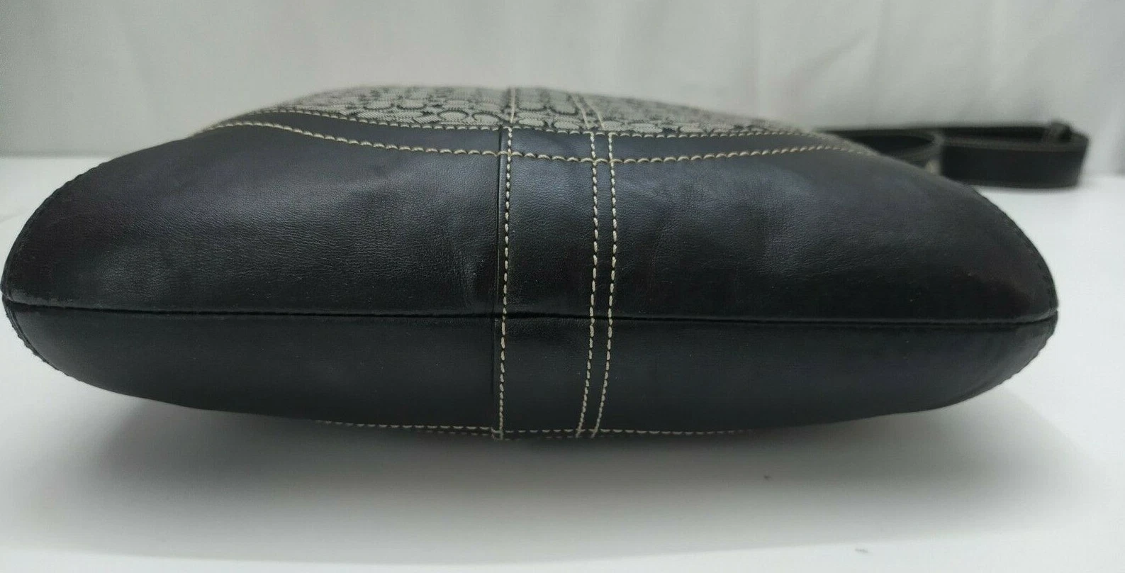 Borsa a tracolla Coach Nera Firma Mini C in pelle finiture in pelle tasca esterna