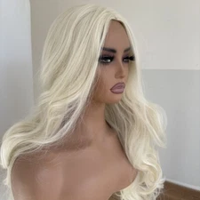 Platinum blonde Soft Heat Resistant Synthetic Hair Dress Up Wigs Long Wavy