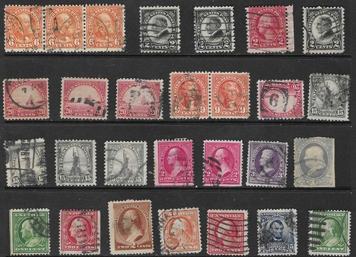 56 US Stamps Pairs Used # 206 -1 # 268 - 3¢ JACKSON, # 304 - 5¢ Lincoln - blue - Picture 3 of 4