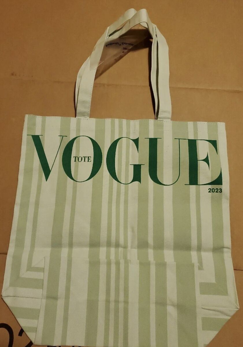 Vogue 2023 Green Striped Canvas Stylish Tote Bag ** BRAND Vogue 2023 Green Striped Canvas Stylish Tote Bag ** BRAND