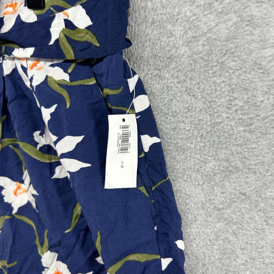 Pantalones Cortos Old Navy Para Mujer Talla Grande Azul Floral Tiro Alto Rayón Corbata Cintura Foto 4 de 4