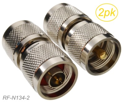 2-Pack N-Type Male to UHF PL259 Male RF Coaxial Adapter, CablesOnline RF-N134-2