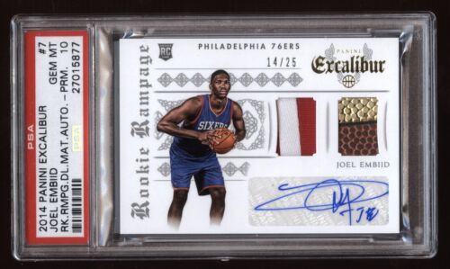 2014-15 Excalibur Rampage PRIME JERSEY BALL AUTO #7 Joel Embiid RC PSA 10 /25! - Picture 1 of 3