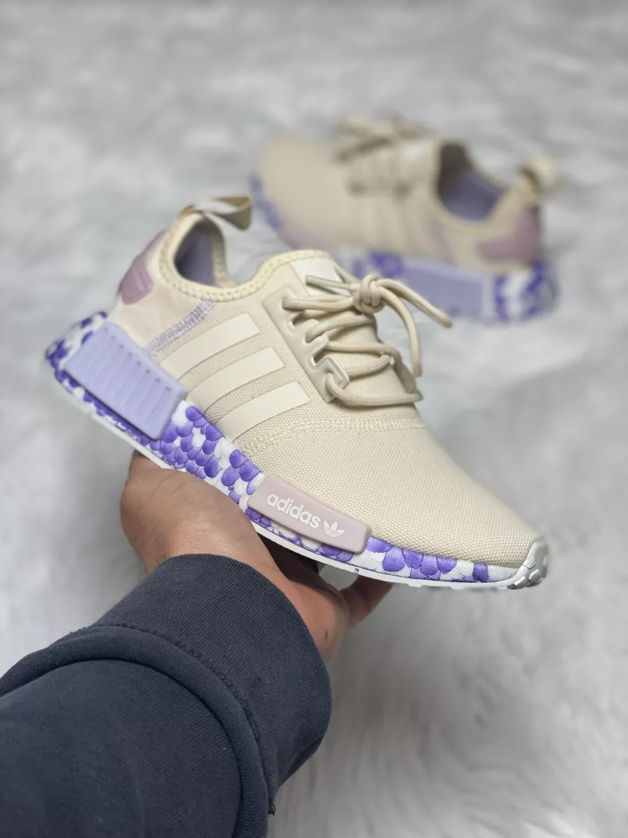 Adidas Nmd R1 Womens Running Shoes Wonder White Beige Purple GW5694 NEW Multi