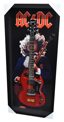 ANGUS YOUNG AC/DC SIGNED GUITAR FRAME PREMIUM RED SG EPIPHONE BECKETT AS-02469