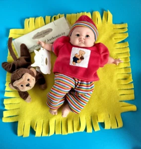 Baby Amanda’s Collection 8" Baby Doll (NEW) w/Handmade Blanket & Monkey