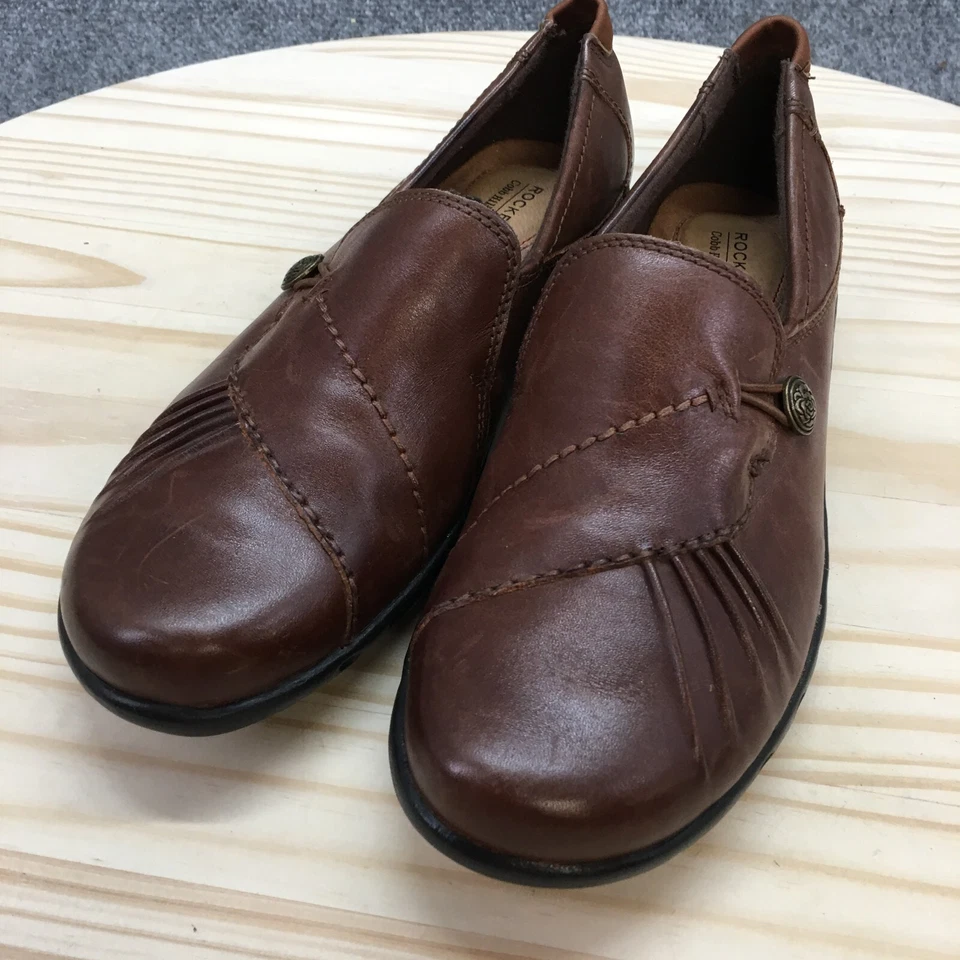 Rockport Zapatos Mujer 7.5 N Paulette Sin Cordones Mocasines Planos CAG01BR Cuero Marrón Foto 3 de 4