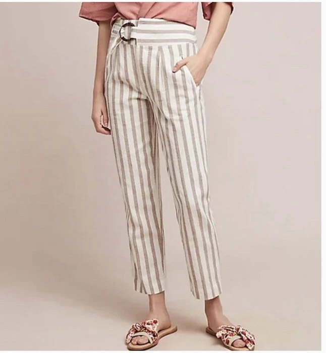 Anthropologie striped linen pants sale