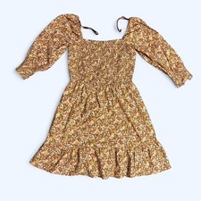 Sim & Sam brown floral dress size L 