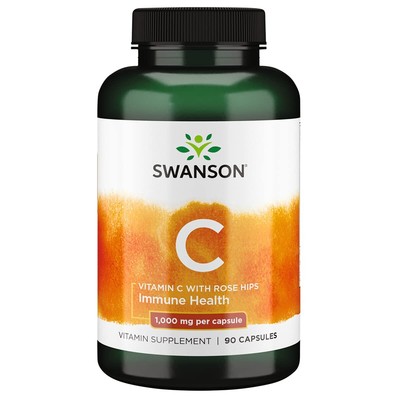 Vitamin C with Rose Hips, Skin & Immune Support, 90 Capsules