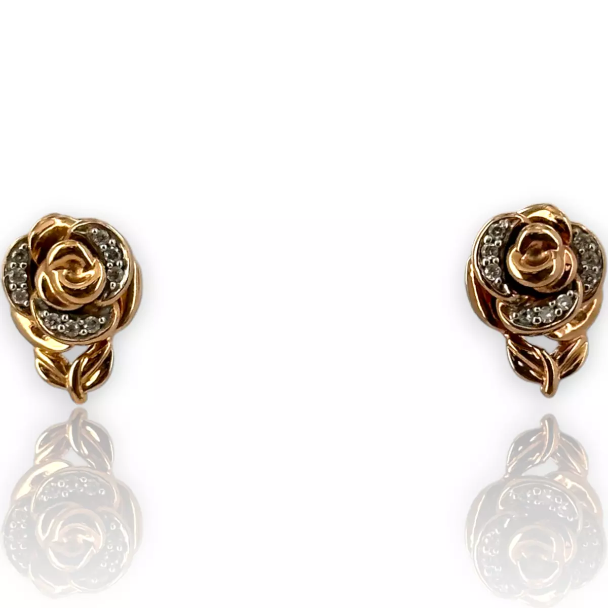 14KT Rose Gold Swirl Earrings 0.12 CT. T.W. - Spence Diamonds