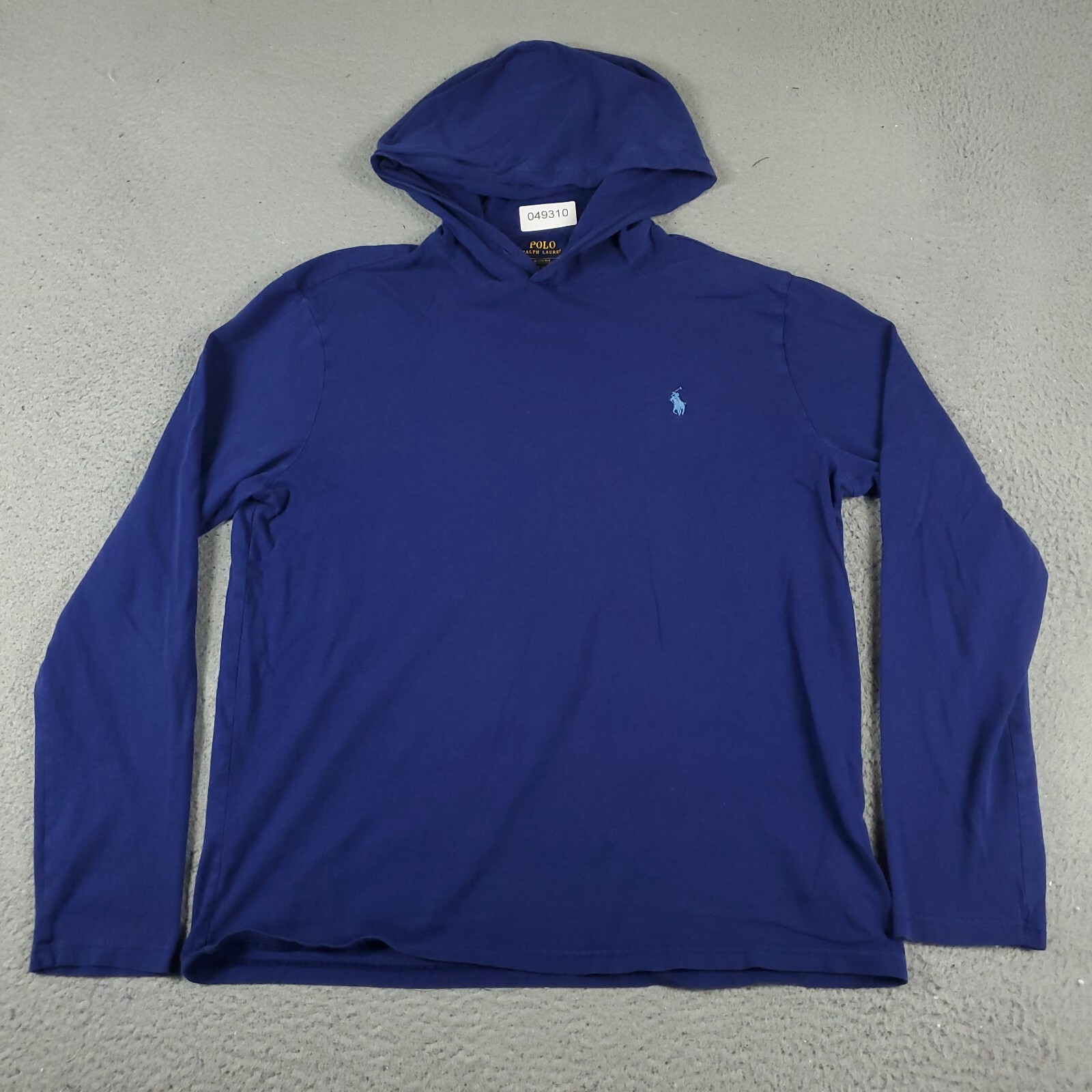 Ralph Lauren camicia uomo taglia media blu pony felpa con cappuccio pullover manica lunga