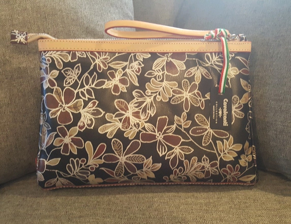 Cavalcanti Italian Made Large Makeup Bag In Floral Print Leather Ebay