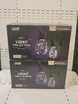 2 Pack Feit Electric 10 Ft  Mix N Match 5 Socket String Light Strand. Brand New 