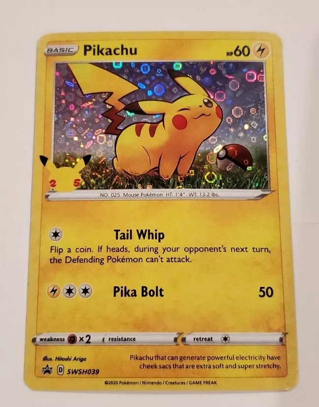 Pikachu Tcg Carta Foil Holográfica Edição Especial Aniversário 25