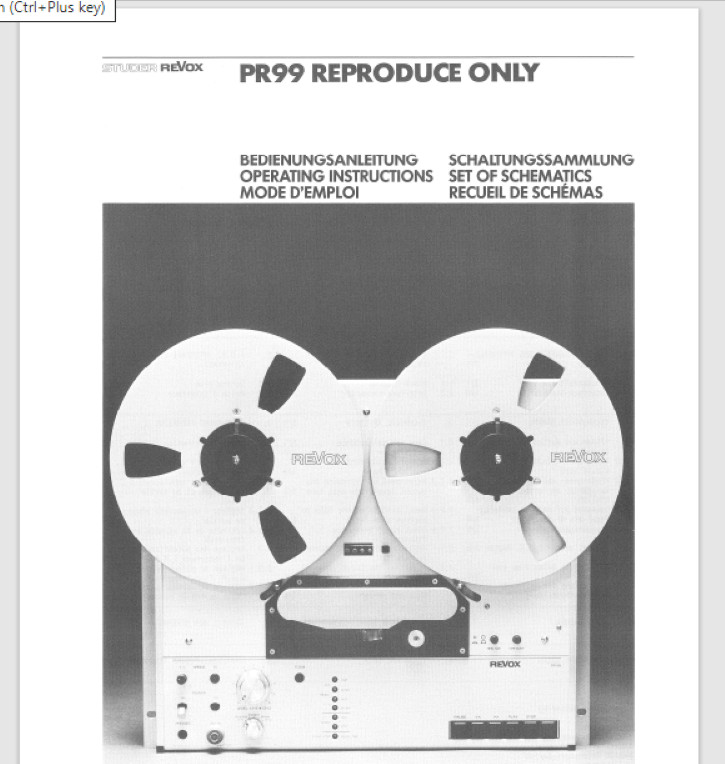 Revox PR99 mk2 reel to reel Owner manual 52 pg. Comb Bound Gloss Covers