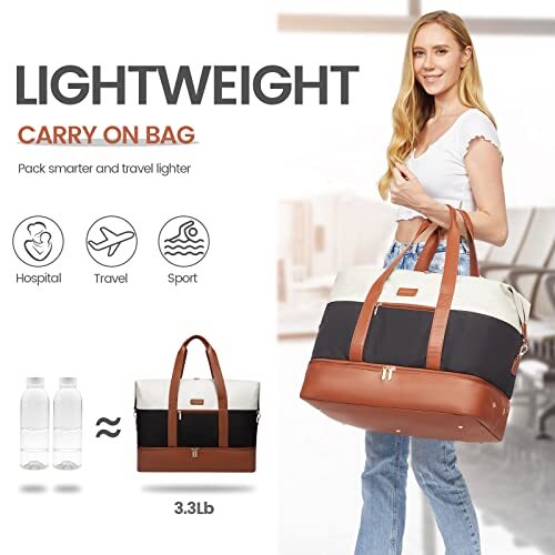 LOVEVOOK Weekender Bag Large Travel Duffel Bag for Women with 2 Packing Cubes...