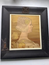 Paul Berthon Lithograph Antique Frame Coat Of Arms Netherlands