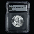 1963 Franklin 90% Silver Half Dollar Constitutional 50C ICG Uncirculated Details
